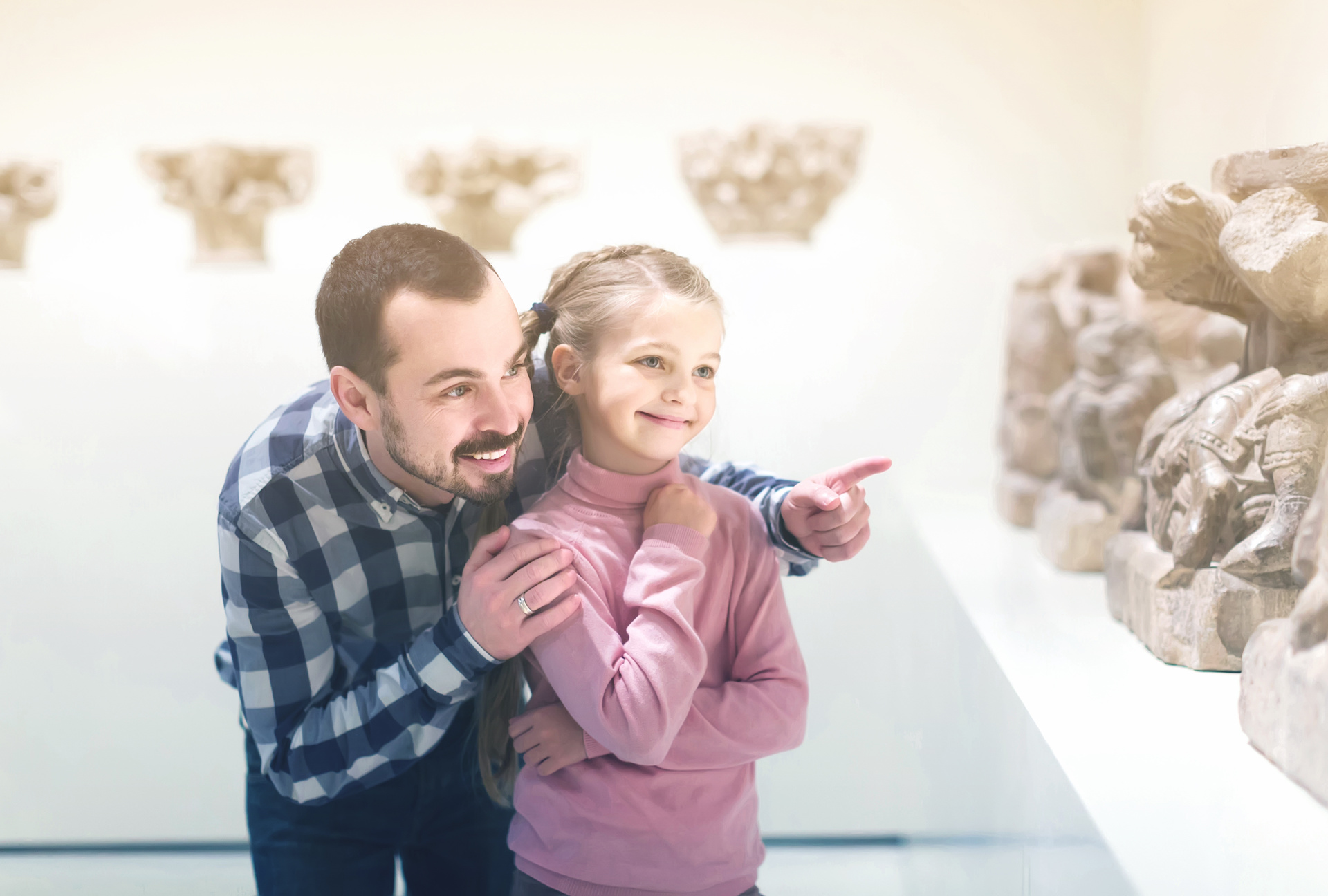 Father with daughter at museum